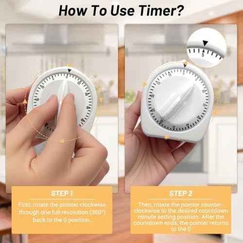 Visual Mechanical Timer, 60-Minute Wind Up Kitchen & Classroom Timer