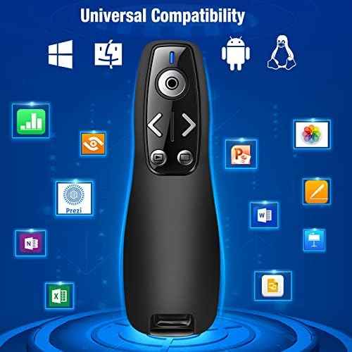 Presentation Clicker Wireless Presenter Remote for PowerPoint, RF 2.4GHz USB Powerpoint Clicker with Hyperlink & Volume Control PowerPoint Slide Advancer for Mac, Computer, Laptop