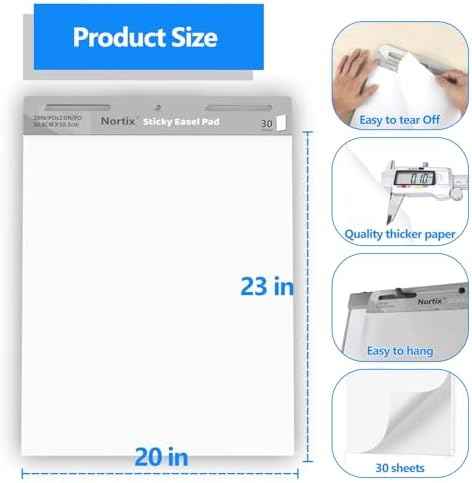 Nortix Flip Chart Paper, Sticky Easel Pads, Chart Paper for
