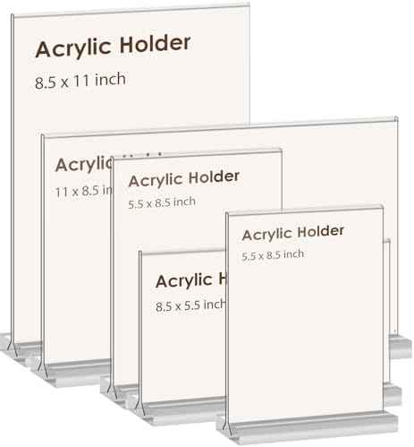 newnewshow Acrylic Sign Holder 8.5x11 Inch 6 Pack Vertical T Shape Double-Sided Desktop Display Holder