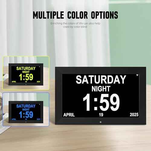 WiFi Clock with Date, Alarm, Weather, Temperature & Humidity Display – Auto Brightness, Multiple Alarms, suitable for the elderly and Alzheimer's patients.