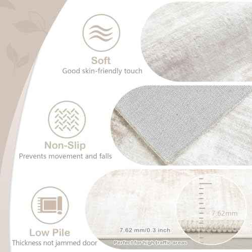 Area Rugs 8x10 Living Room: Washable Rug Modern Abstract Large Rugs Soft Non Slip Neutral Rug Stain Resistant Indoor Carpet for Bedroom Kitchen Dining Room Table Nursery Home Office Rugs(Beige,8'x10')
