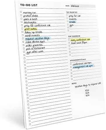 To Do List Notepad: With Multiple Functional Sections - Large Size 8.5x11" 52 Sheets - Tear Off Daily Planner Notebook - Task CheckList Organizer Agenda Pad for Work - Note, Plans, Goals, Grocery, and