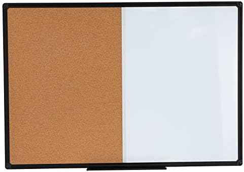 Cork & Dry Erase Combo Board, 36 x 24 Inch, Black