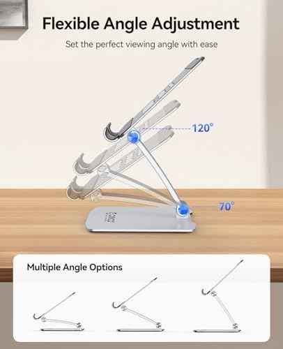 ORICO Tablet Holder Stand for iPad up to 12.9 Inch, Adjustable Tablet Holder for Desk, Aluminum Alloy, Compatible with iPad Pro/Air/Mini, Kindle, Galaxy Tab, Fire, iPhone 17, Switch - FB1, Gray