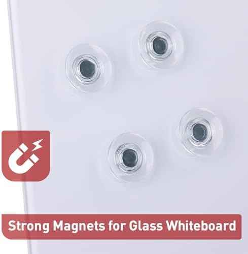 TOWON Rare Earth Magnets for Glass Whiteboard, 12 Pack Large Round Clear