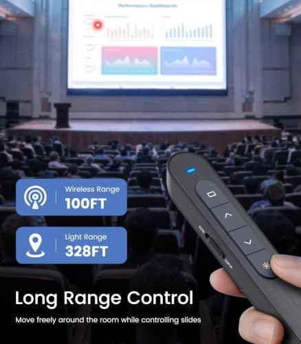 Wireless Presenter, Hyperlink Volume Control Presentation Clicker RF 2.4GHz USB PowerPoint Clicker Presentation Remote Control Pointer Slide Advancer (Black)