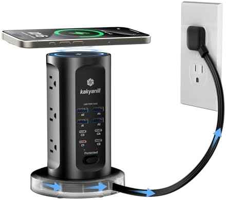 Kakyanill 115W USB Charging Station, Power Strip Tower with 9 AC 8 USB