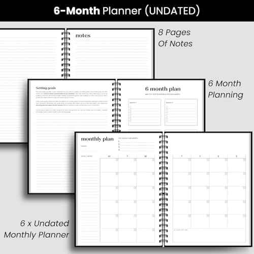 Undated Daily & Monthly Planner 2026-2027 | Hourly Schedule | Large 8.5" x 11" | Daily Work Planner with Full Page Per Day, To Do List, Time Blocking, Black Hardcover Spiral Notebook