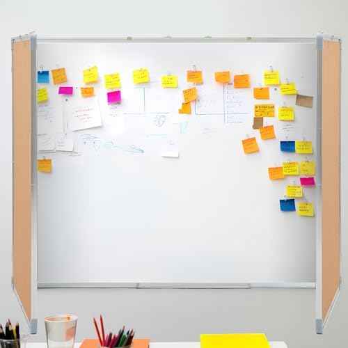 Mooliwe 60"x40" Tri-fold Cork Board Whiteboard Combo, Foldable