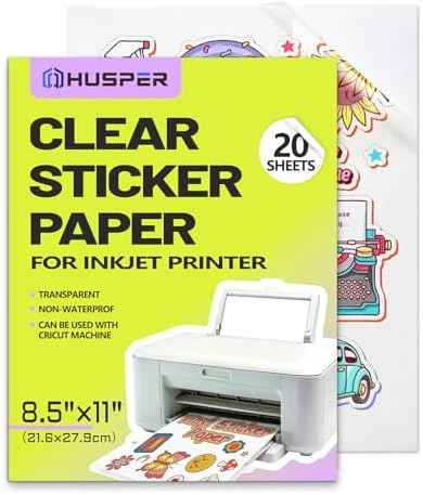 Clear Sticker Paper for Inkjet Printer (20 Sheets) - Transparent Glossy 8.5 x 11 - Printable Vinyl Sticker Paper