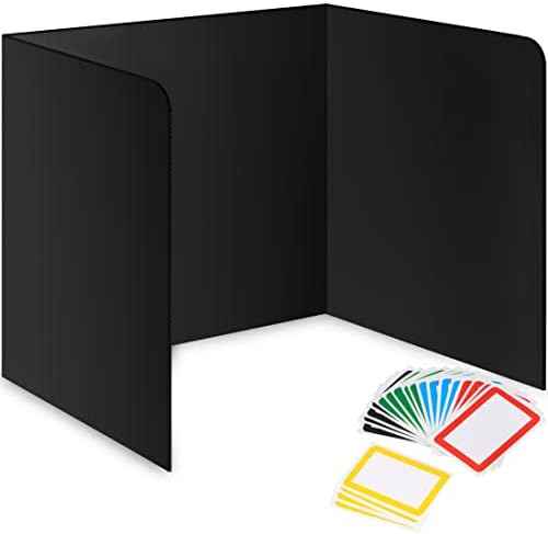 22-Pack Desk Dividers for Students - Durable & Waterproof Plastic Study Carrel Divider, Classroom Folders Teacher Supplies, Easy-to-Clean Plastic Privacy Shield Folder Boards for Student Desks, Black