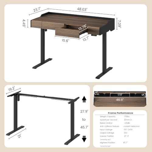 ModernMate Electric Standing Desk with Drawers, Hidden Cable Management