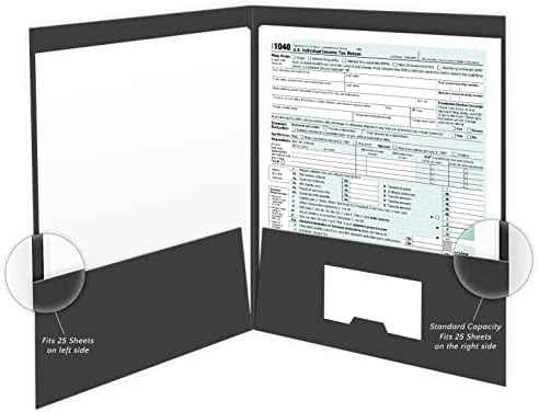 The Gallery Collection, 25 Count, Black, Tax Return Pocket Folders, Gold Foil Stamped, for Tax Professionals (9 x 12)