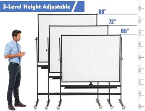 60x48 Magnetic Mobile Whiteboard on Wheels, Double Sided Dry Erase, Black