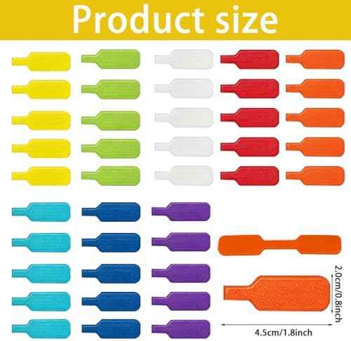 40Pcs Reusable Cable Labels, Multi-colored Writable Cord Tags, Waterproof Self-adhesive Identification Wire label for Electronics, Home, Office, Travel Organization