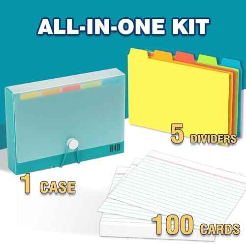 H4D 4x6 Index Card Case with 100 Heavyweight Ruled Index Cards and