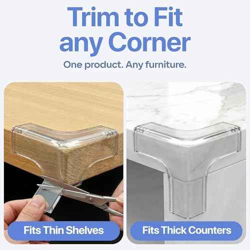 Furniture Corner & Edge Safety Bumpers, 16ft Edge Protector & 4 Clear Corner Protector Baby Proofing. Clear Corner Guards for Corner Table Protector for Kids. Cabinet Edge Protector & Corner Bumpers