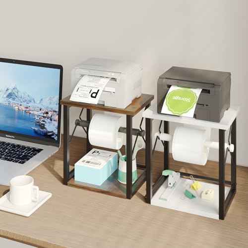 Label Holder for Rolls and Fan-Fold Labels, Shipping Thermal Label Holder, Sticker Roll Holder for Small Business & Home Office, Vintage White