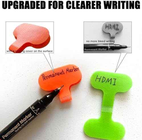 Mr-Label – 40Pcs Reusable Cable Labels– Writable Cable Wraps for Clear Writing- Cord Labels for Classify&Identification–Wire Tags for Cable Management | Electronics Computers(8 Colors)