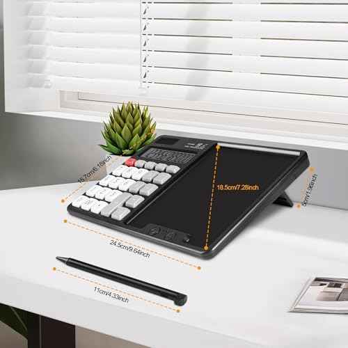 Calculator with Writing Pad - Solar & Battery Dual Power Supply - 12-Digit Large Display Calculator for Business and Office Use (HY-666S)