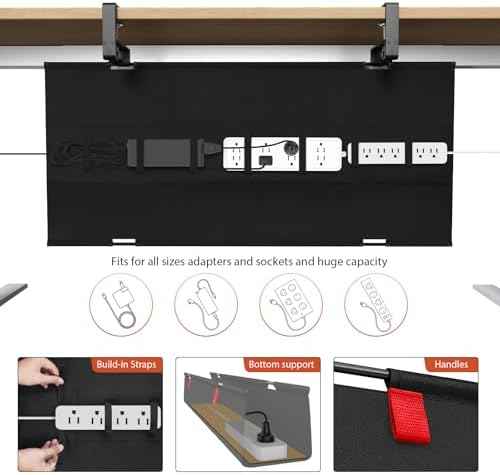 Univivi No Drill Under Desk Cable Management Tray, 36 inch Cable Management