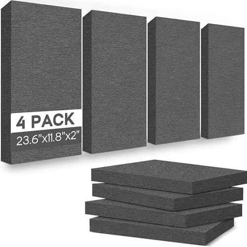 BUBOS 4 Pack Large Fabric Acoustic Wall Panels 23.6"x11.8",Soundproof Panel