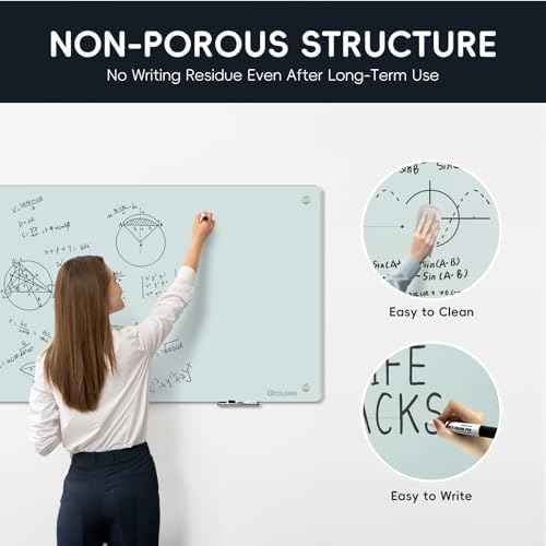 Magnetic Glass Whiteboard - Glass Dry Erase Board 48"x36" Large Frameless Board for Walls Office School and Home