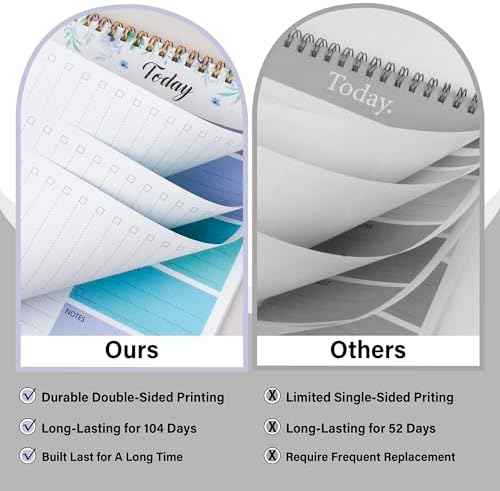 KMQOY To Do List Notepad, Daily Checklist Planner, 6.7" x 9.8", 104 Pages