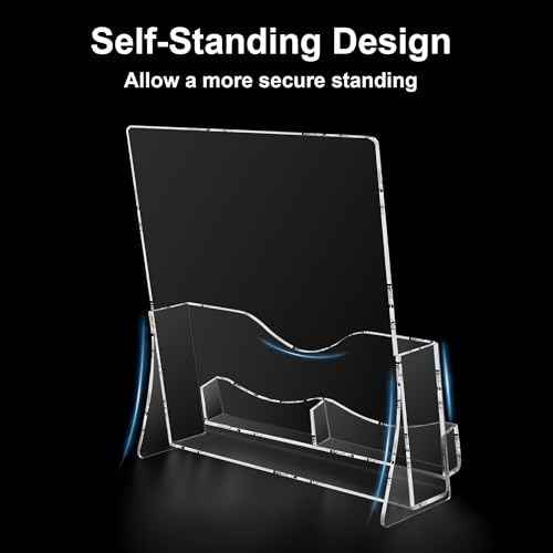 zavekia 2 Pack Acrylic Brochure Holder With business card holder, 8.5 x 11 inches Clear Acrylic Literature Holder Plastic Flyer Display Stand