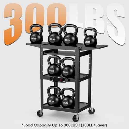 All-Steel Rolling AV Cart with Adjustable Height & Built-in Power – Heavy-Duty Media Workstation with Drop-Leaf Shelves & Wheels for Projectors, Laptops, Printers – Classroom, Office & Studio, Black