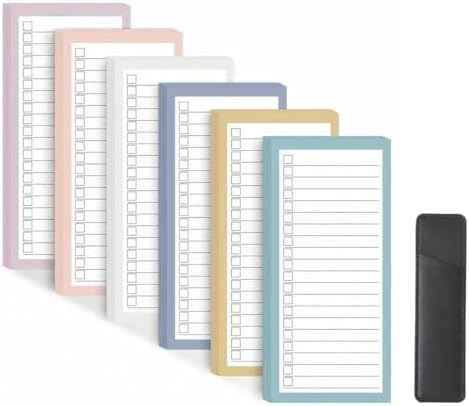 6 Pack Magnetic Notepads with Magnetic Pen Holder