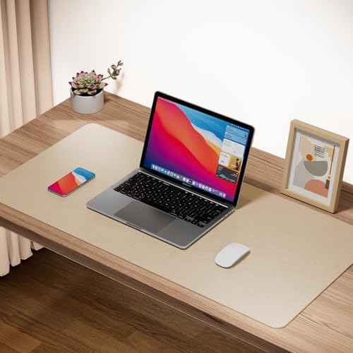 Boutilon Leather Desk Pad Protector,Non-Slip Mouse Pad,Laptop Desk