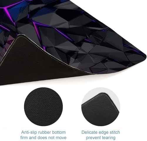 Gaming Mouse Pad, XL Extended Big Computer Mousepad, Large Mouse Pad for Desk with Non-Slip Rubber Base, Desk Mat, Keyboard Mat for PC, Office&Home, 31.5x11.8in, Geometric Neon