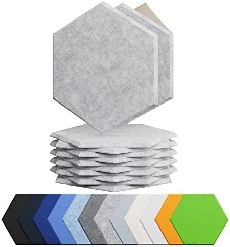 12 Pack Hexagon Acoustic Panels Self Adhesive Sound Proof Foam(Silver Gray)
