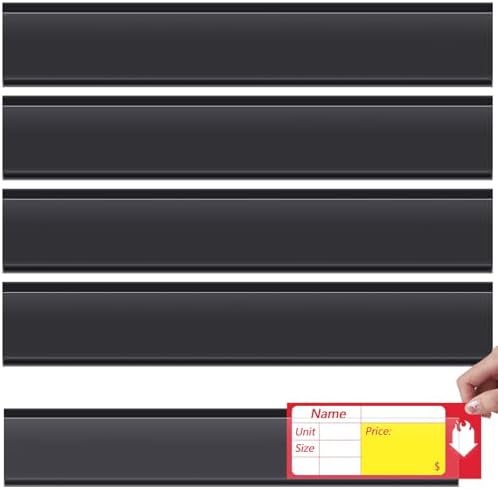 Spiareal 50 Pcs Shelf Label Holders Adhesive Price Tag Strips, Black