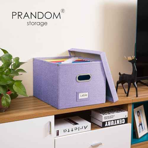 PRANDOM File Organizer Box - Set of 1 Collapsible Decorative Linen