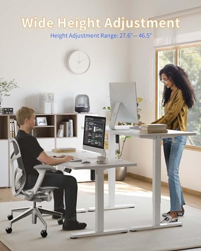 YIHAYO Electric Standing Desk, Frame Only Stand Up Desk with Splice Board, Adjustable Height Desk, Computer Desk for Home Office, White Frame
