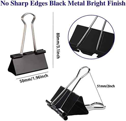 Large Binder Clips 2 Inch (72 Pack), Extra Large Binder Clips Big Paper Clamps Giant Clips for Office and Home Supplies, Black