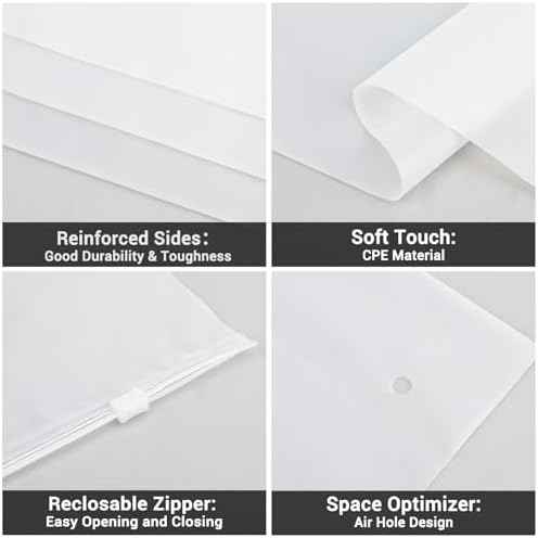 Clothing Bags, 25 Count 16x20 inch Extra Large Frosted Zipper Plastic Bags for Clothes, Sweater Dress, Jeans, Jacket, T Shirt Packaging Shipping, 3 Mil, with Vent Holes