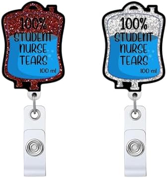 2pc Tears Nurse Badge Reel, Funny Cute Work Badge Holder with