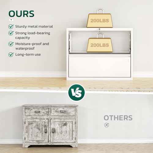 Greenvelly 2 Drawer File Cabinet, Metal Filing Cabinet with Lock, Locking File Cabinet for Home Office, Lateral File Cabinet for Letter/Legal/F4/A4 Size Hanging Files, Easy Assembly, White