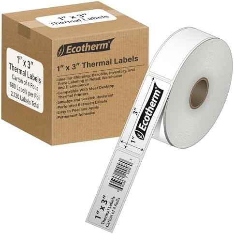 1" x 3" Thermal Labels | 4 Rolls | 2720 Labels | fits Zebra, Godex