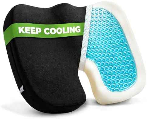 Gel Seat Cushion for Long Sitting, Office Chair Memory Foam Cushion, Black