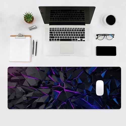 Gaming Mouse Pad, XL Extended Big Computer Mousepad, Large Mouse Pad for Desk with Non-Slip Rubber Base, Desk Mat, Keyboard Mat for PC, Office&Home, 31.5x11.8in, Geometric Neon