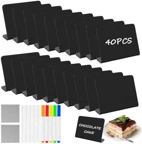 Pintuson 40 Pack Mini Chalkboard Signs for Food, Food Labels for Party