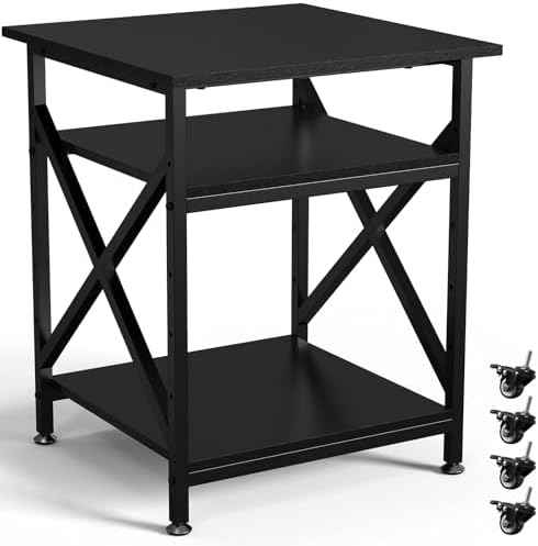 3 Tier Printer Stand, Large 23.6"x23.6" Printer Table with Wheels