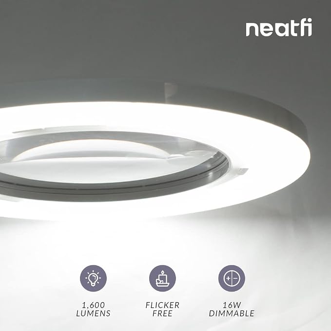 Neatfi XL Bifocal LED Magnifying Lamp, 7-Inch Acrylic Lens, 5D/20D Magnification - Image 2