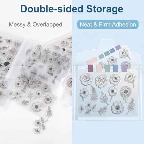 20 PCS Clear Stamps Storage Panels,Resealable Die Cut Storage Bag, White Plastic Stamps Organizer Panels, Clear Stamp Organizer Set for Die Cutting and Decorative (20PCS)
