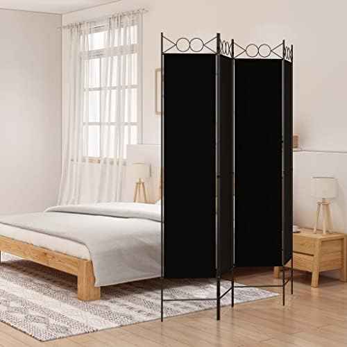 4-Panel Folding Room Divider Privacy Screens, Partition Room Divider Screen Portable Fabric Panel, Indoor Folding Portable Partition Screen, Black 63"x78.7" Fabric,-1478